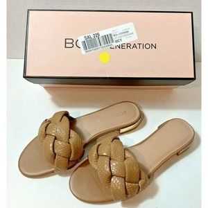 BCNGeneration Woman's Tan Leather Slide on Flats Size 6 New In Box